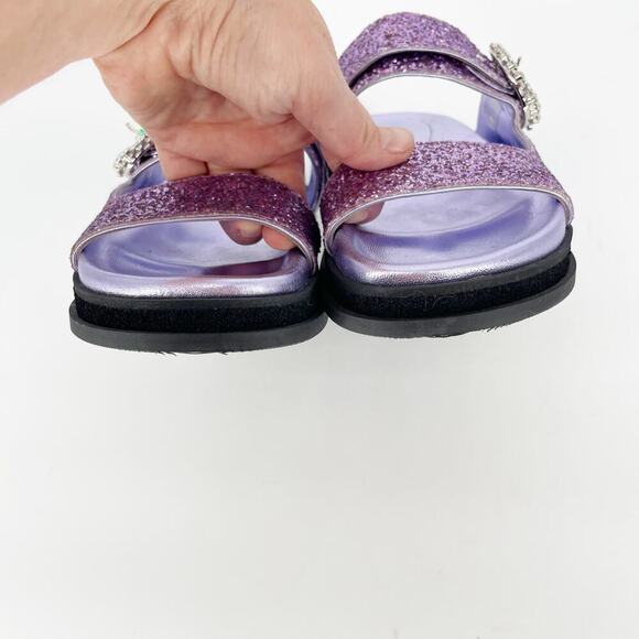 Jimmy Choo Purple Glitter Crystal Embellished Marga Double Strap Sandal IT 37 - Picture 6 of 10
